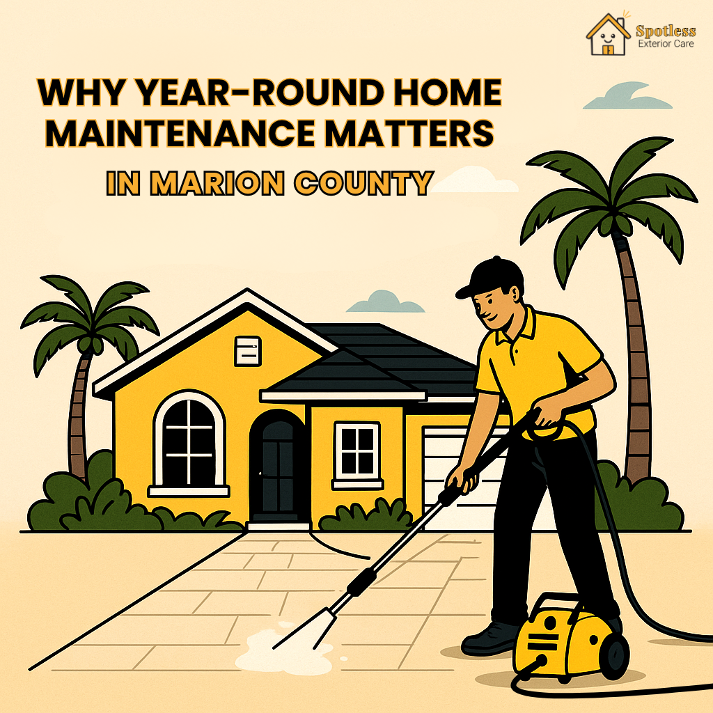 Year Round Home maintenance illustration for Spotless Exterior Care