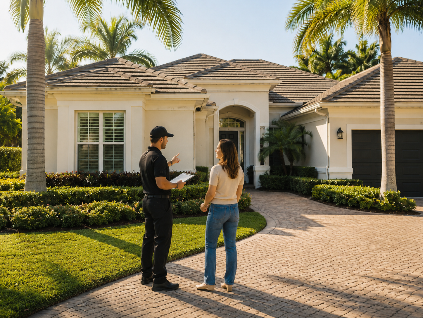 spotless exterior worker talking with homeowner